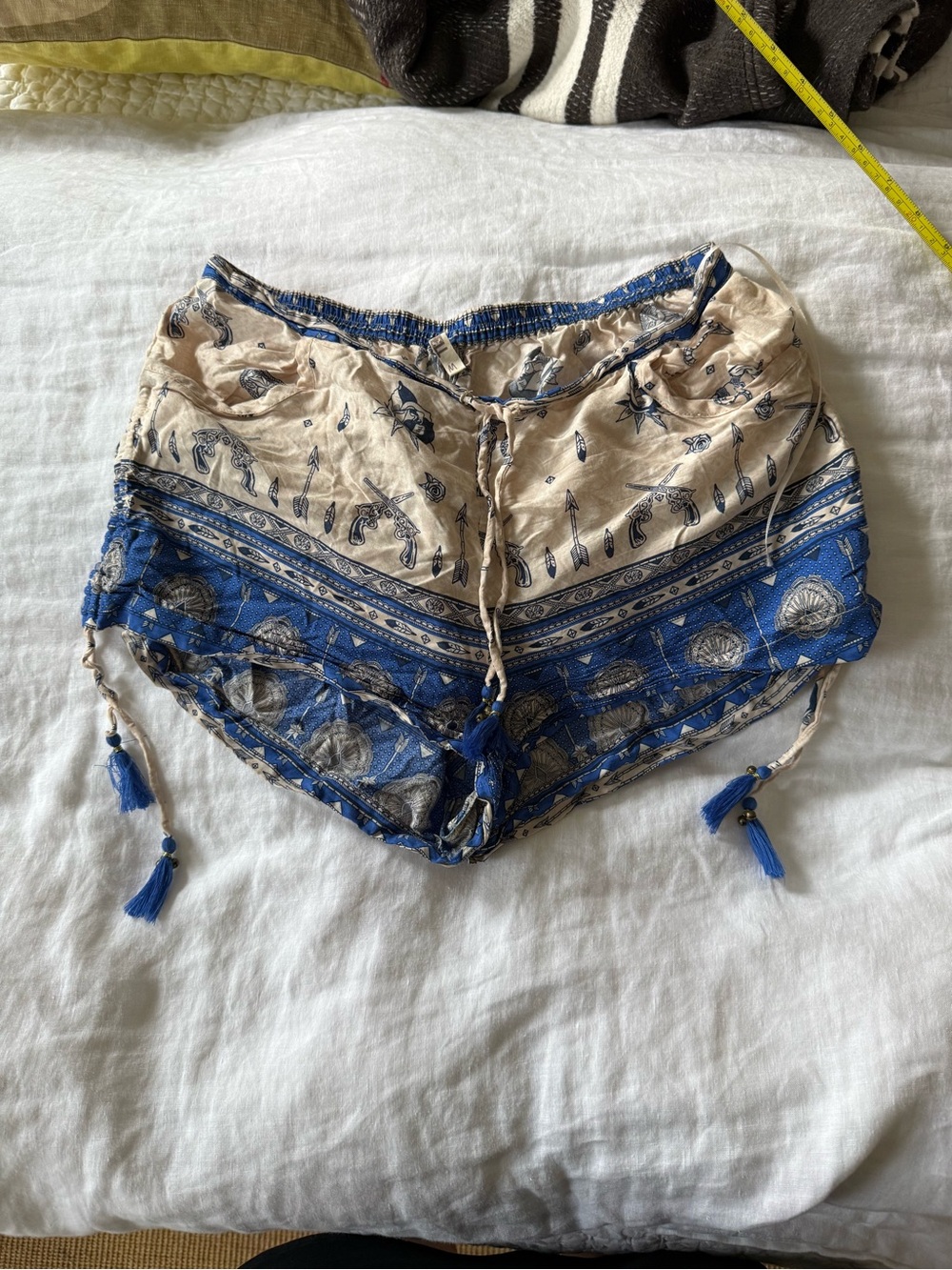 Spell Beige and Blue Tribal Print  Shorts